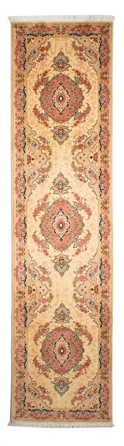 Alfombra de pasillo Alfombra Persa - Tabriz - Real - 295 x 78 cm - marrón claro