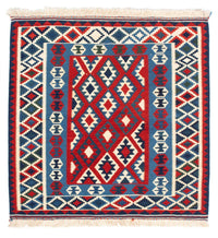Alfombra Kelim - Oriental cuadrado  - 104 x 103 cm - rojo oscuro