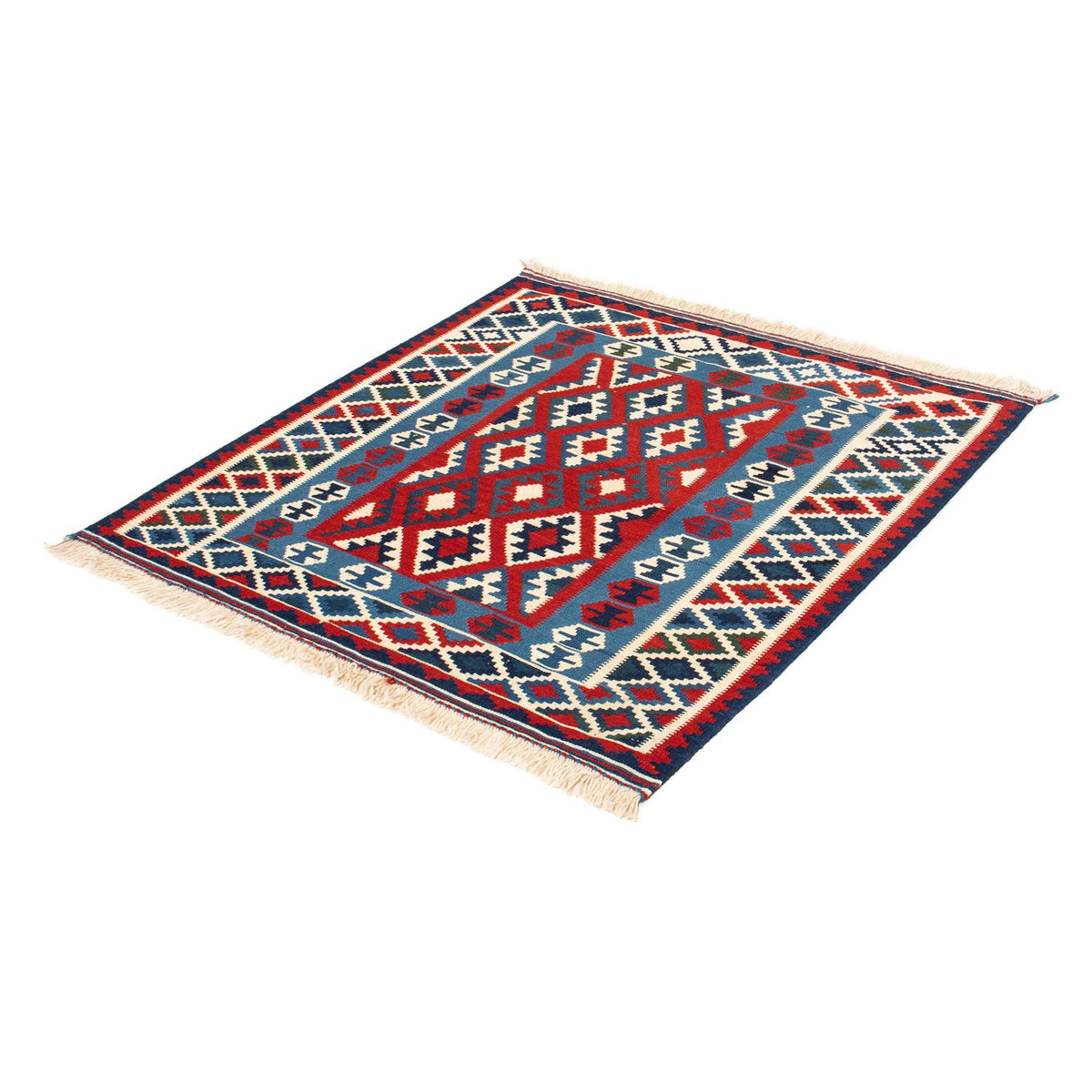 Alfombra Kelim - Oriental cuadrado  - 104 x 103 cm - rojo oscuro
