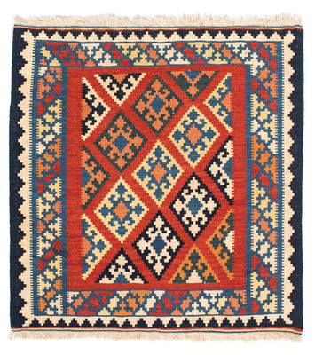 Alfombra Kelim - Oriental cuadrado  - 105 x 101 cm - rojo