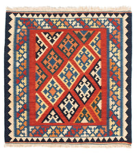 Alfombra Kelim - Oriental cuadrado  - 105 x 101 cm - rojo