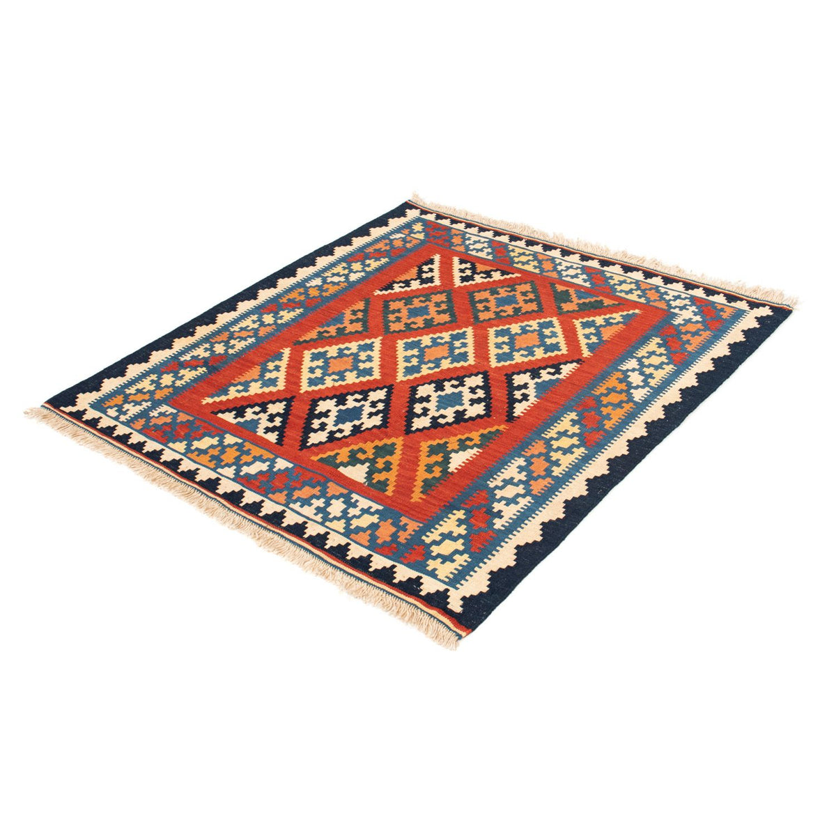 Alfombra Kelim - Oriental cuadrado  - 105 x 101 cm - rojo
