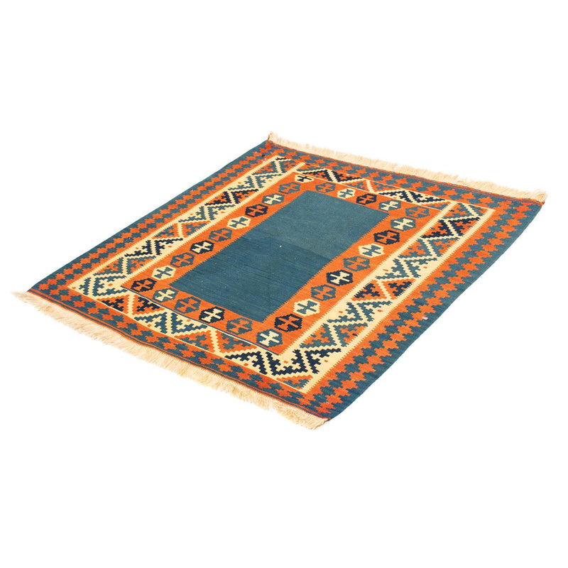 Alfombra Kelim - Oriental cuadrado  - 102 x 102 cm - azul oscuro