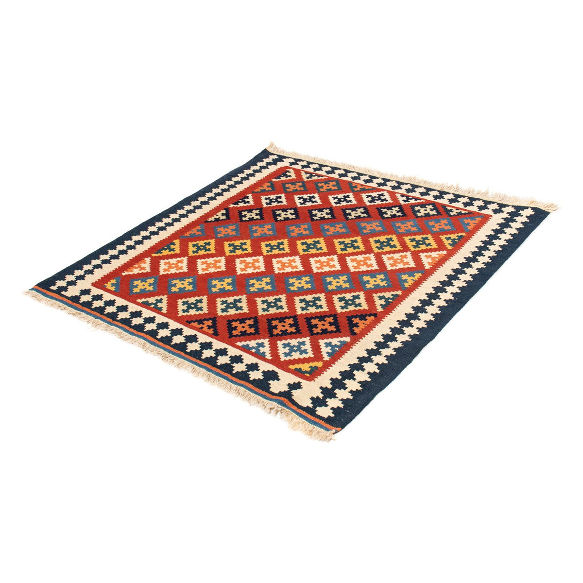 Alfombra Kelim - Oriental cuadrado  - 105 x 103 cm - rojo oscuro