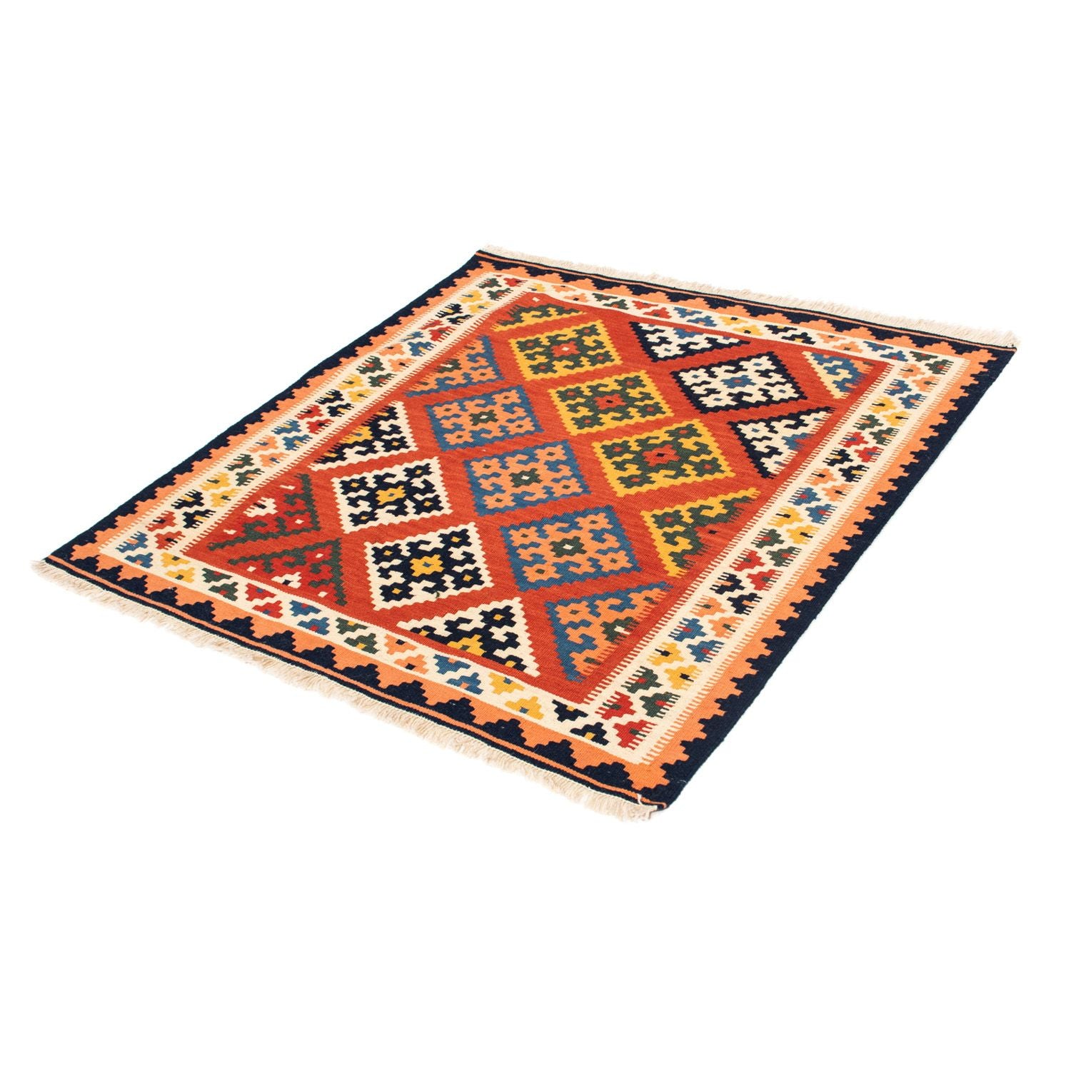 Alfombra Kelim - Oriental cuadrado  - 106 x 104 cm - rojo