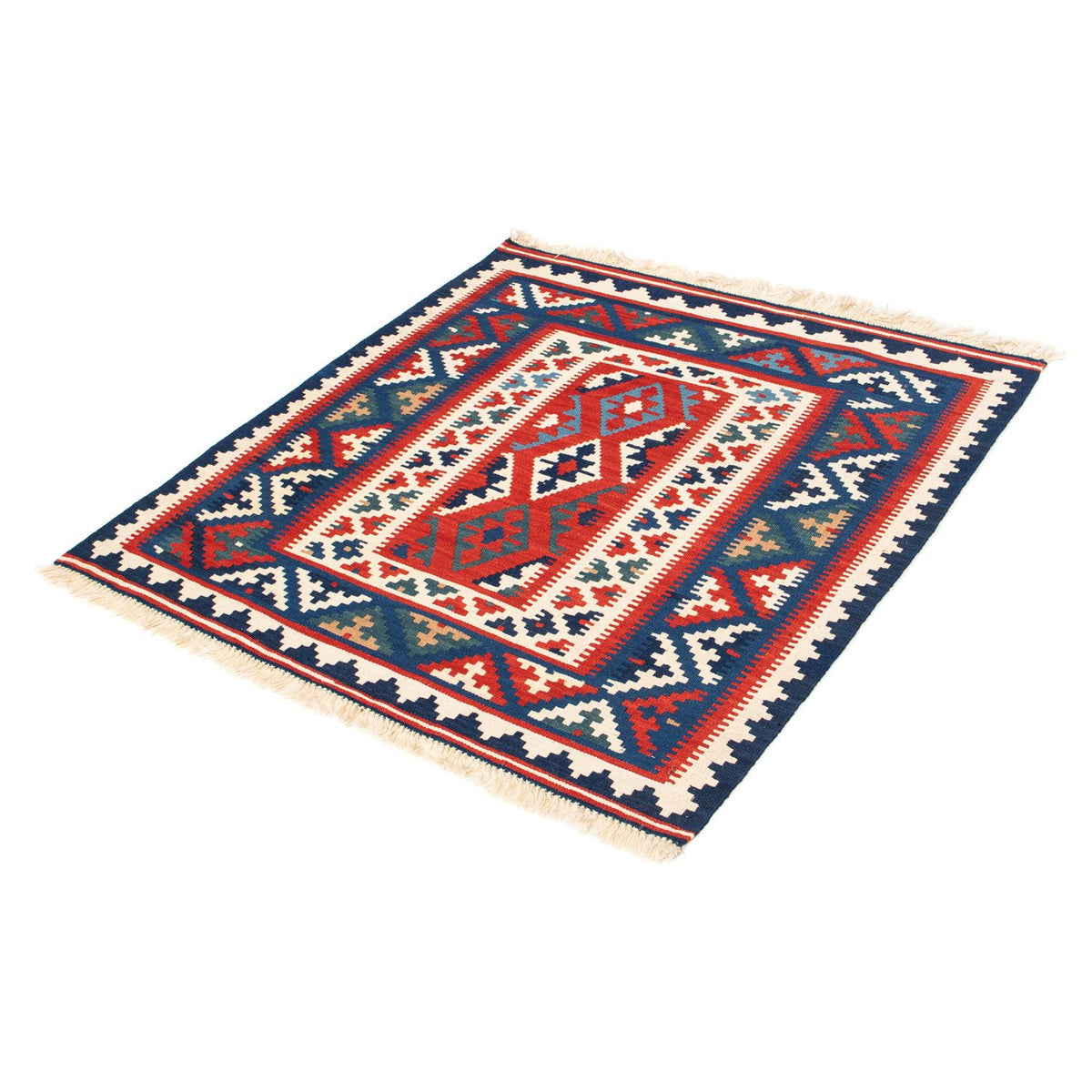 Alfombra Kelim - Oriental cuadrado  - 98 x 93 cm - azul oscuro