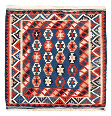 Alfombra Kelim - Oriental cuadrado  - 103 x 100 cm - azul oscuro
