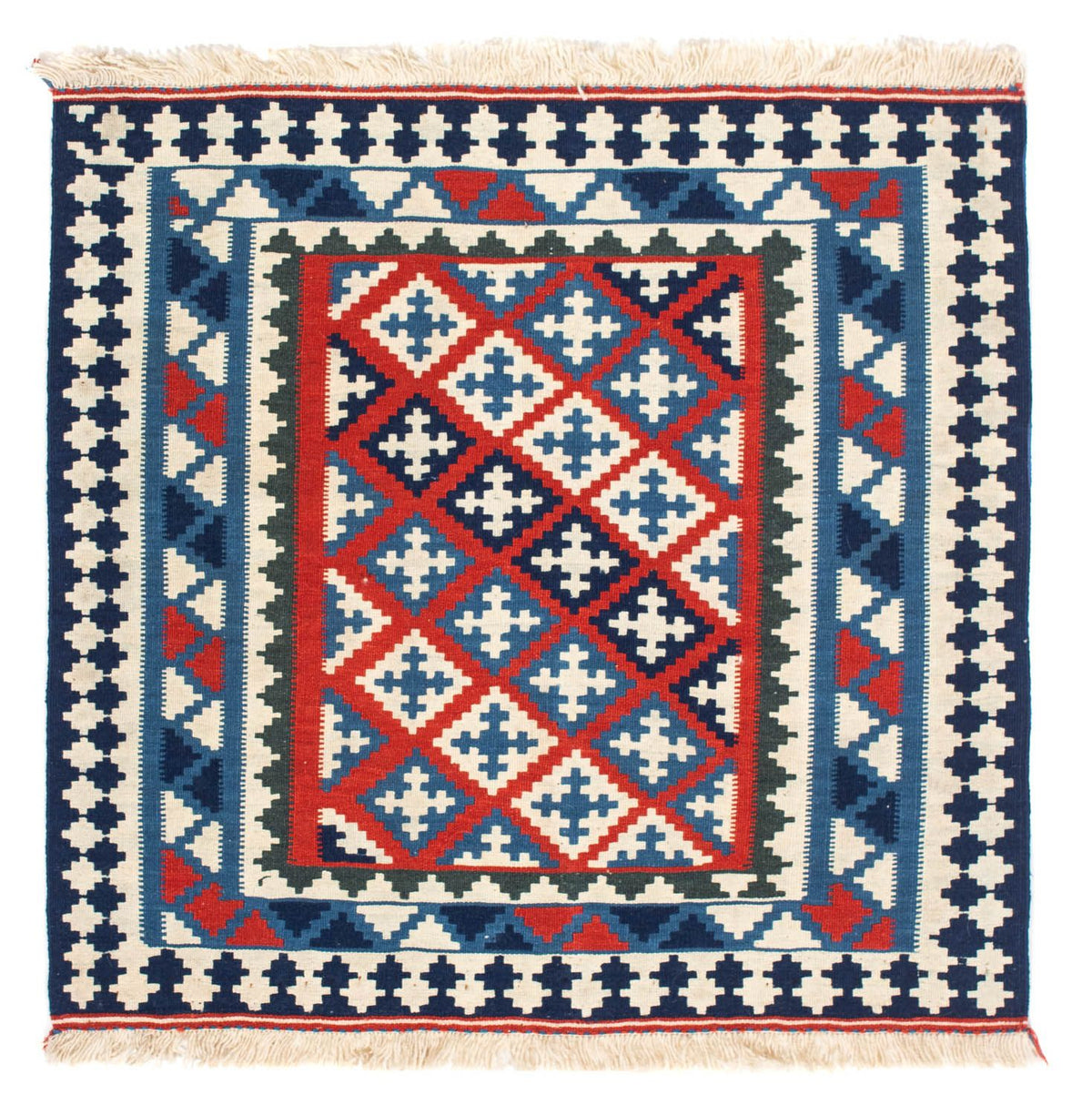 Alfombra Kelim - Oriental cuadrado  - 103 x 100 cm - azul oscuro
