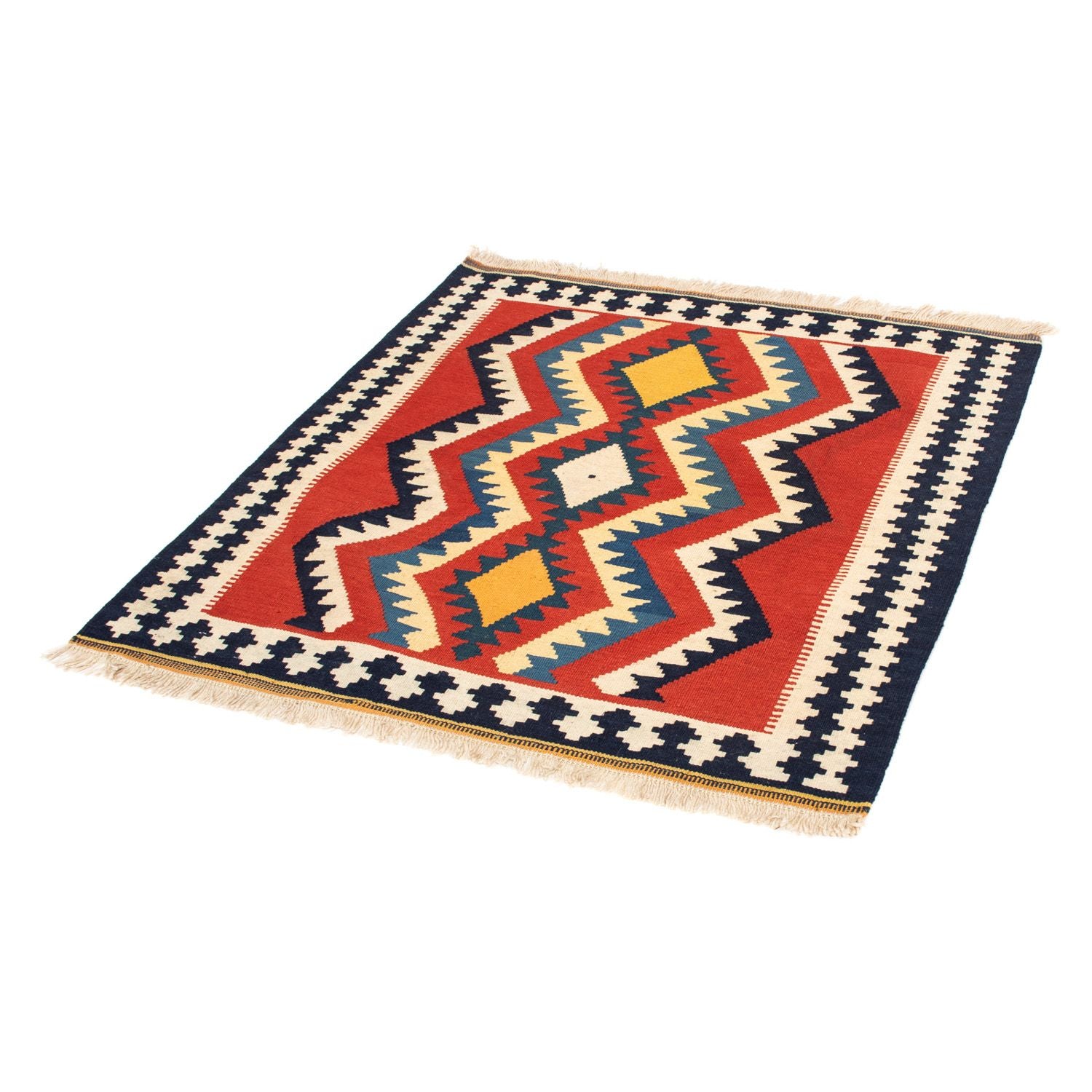 Alfombra Kelim - Oriental cuadrado  - 100 x 97 cm - rojo