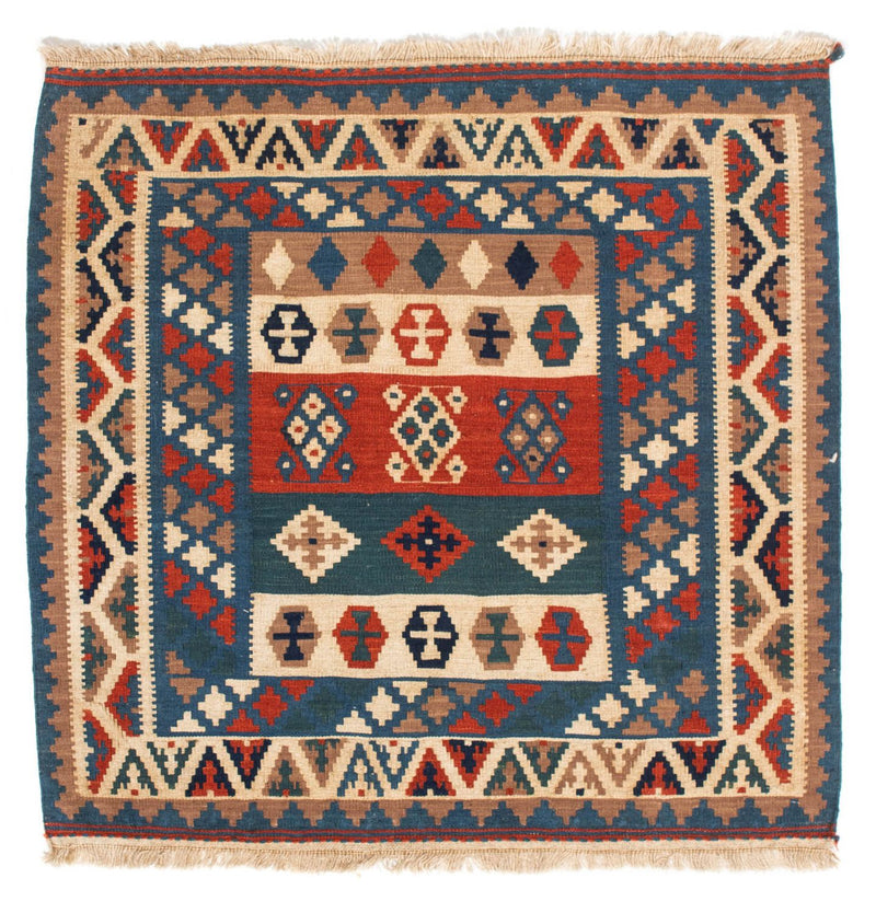 Alfombra Kelim - Oriental cuadrado  - 102 x 100 cm - azul
