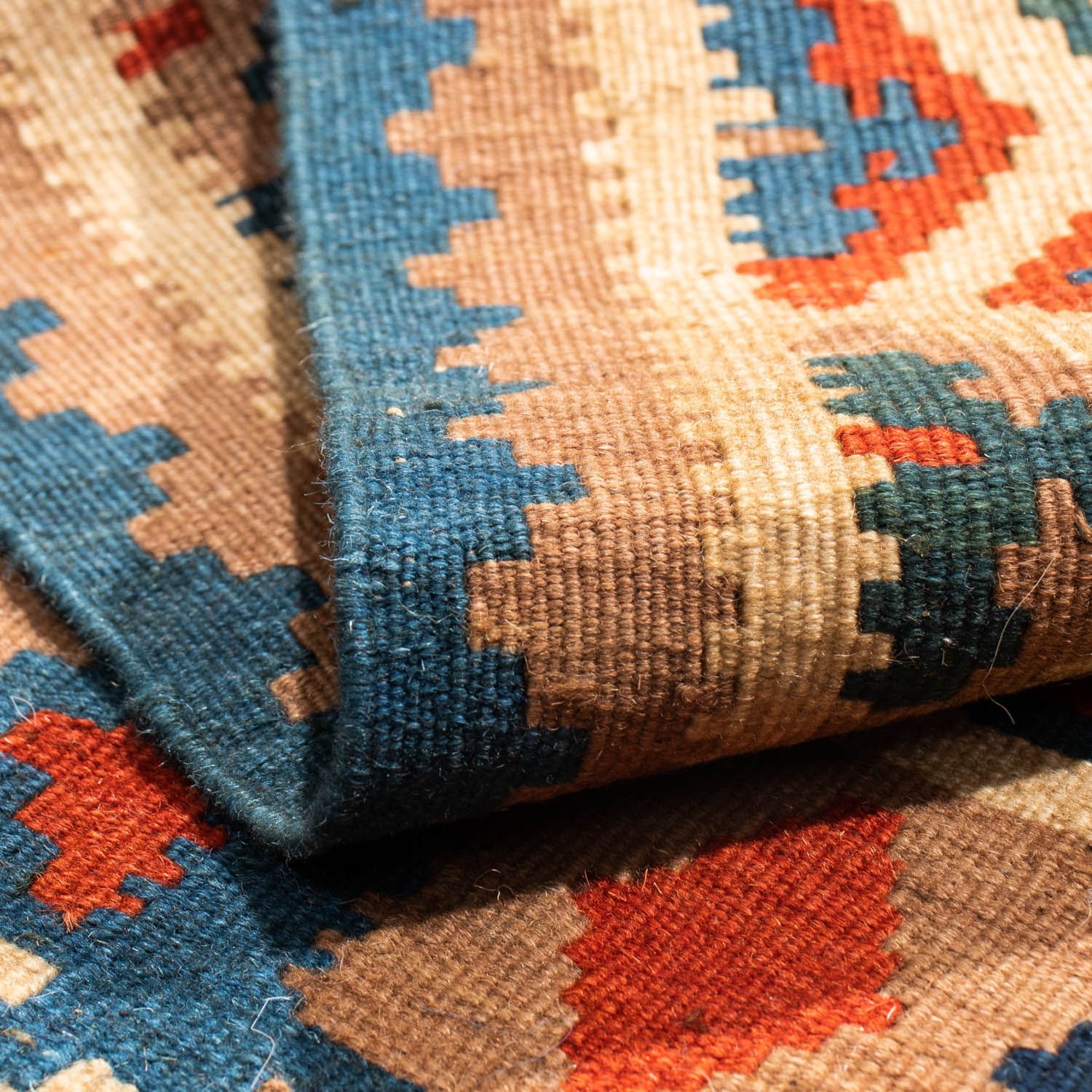 Alfombra Kelim - Oriental cuadrado  - 102 x 100 cm - azul