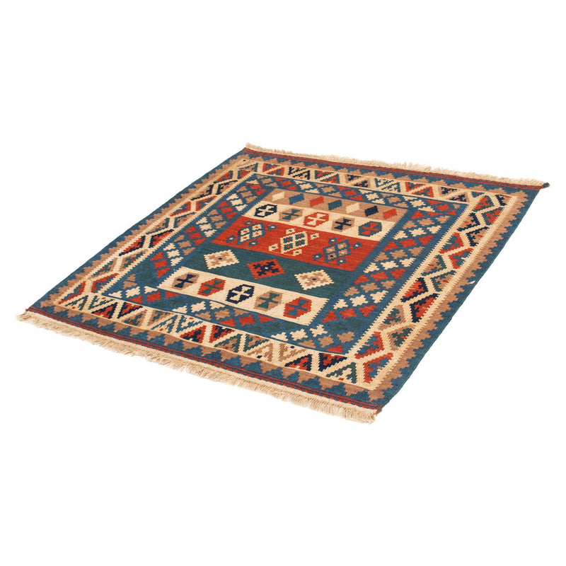 Alfombra Kelim - Oriental cuadrado  - 102 x 100 cm - azul