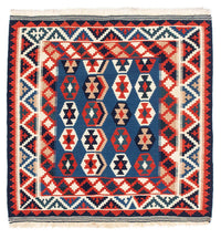 Alfombra Kelim - Oriental cuadrado  - 105 x 105 cm - azul oscuro