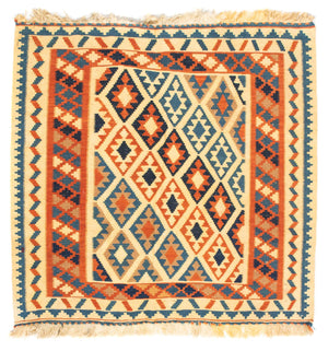 Alfombra Kelim - Oriental cuadrado  - 103 x 100 cm - beige