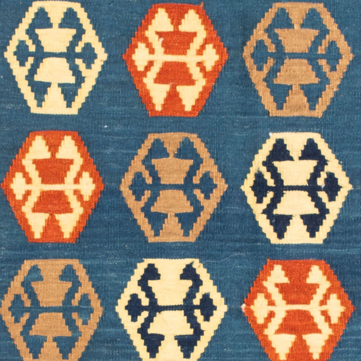 Alfombra Kelim - Oriental cuadrado  - 102 x 95 cm - azul oscuro