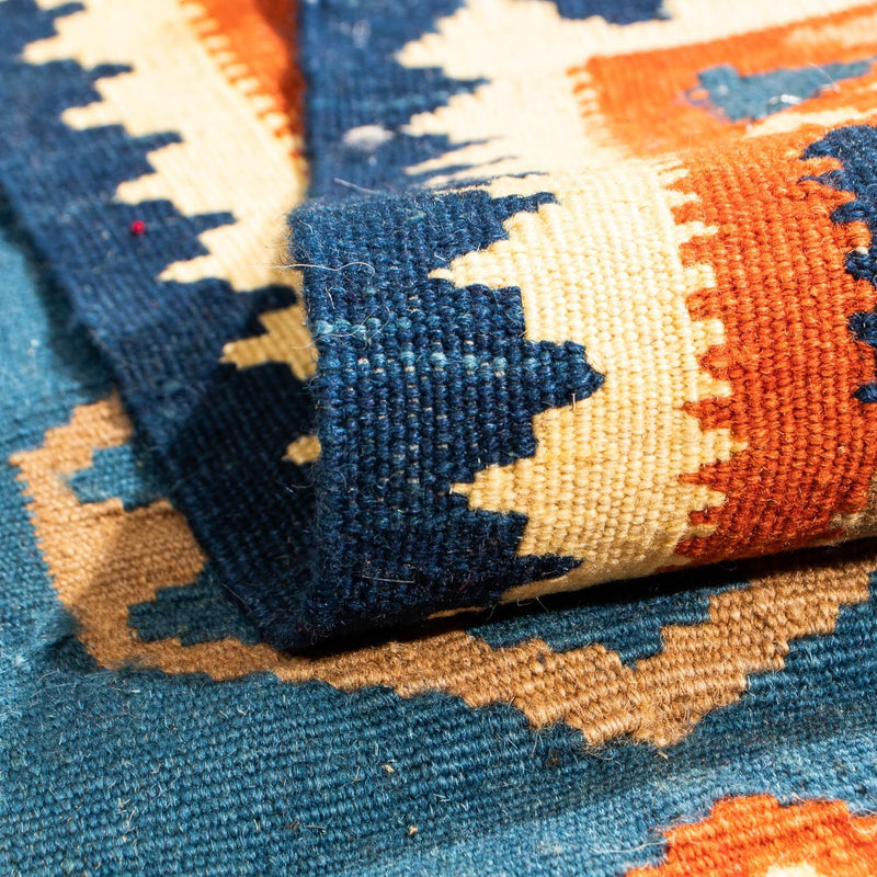 Alfombra Kelim - Oriental cuadrado  - 102 x 95 cm - azul oscuro