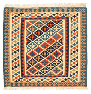 Alfombra Kelim - Oriental cuadrado  - 107 x 101 cm - beige