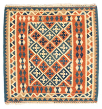 Alfombra Kelim - Oriental cuadrado  - 105 x 103 cm - naranja