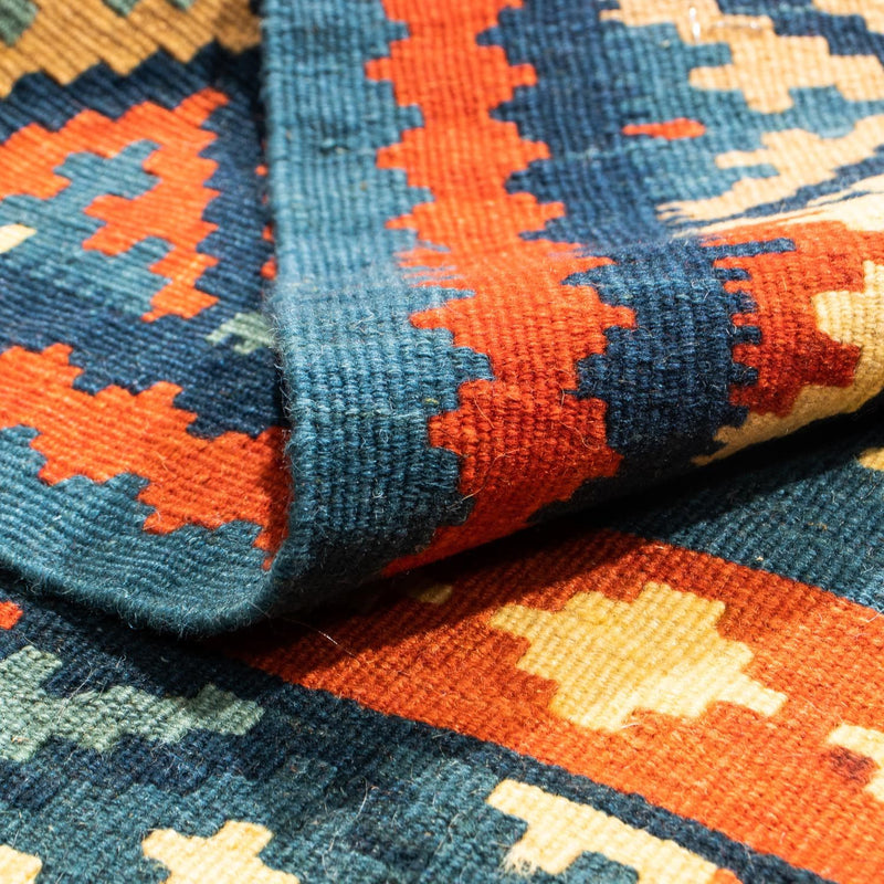 Alfombra Kelim - Oriental cuadrado  - 100 x 100 cm - azul oscuro