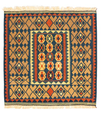 Alfombra Kelim - Oriental cuadrado  - 100 x 98 cm - azul oscuro