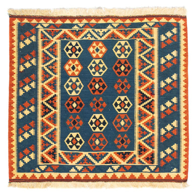 Alfombra Kelim - Oriental cuadrado  - 105 x 103 cm - azul oscuro