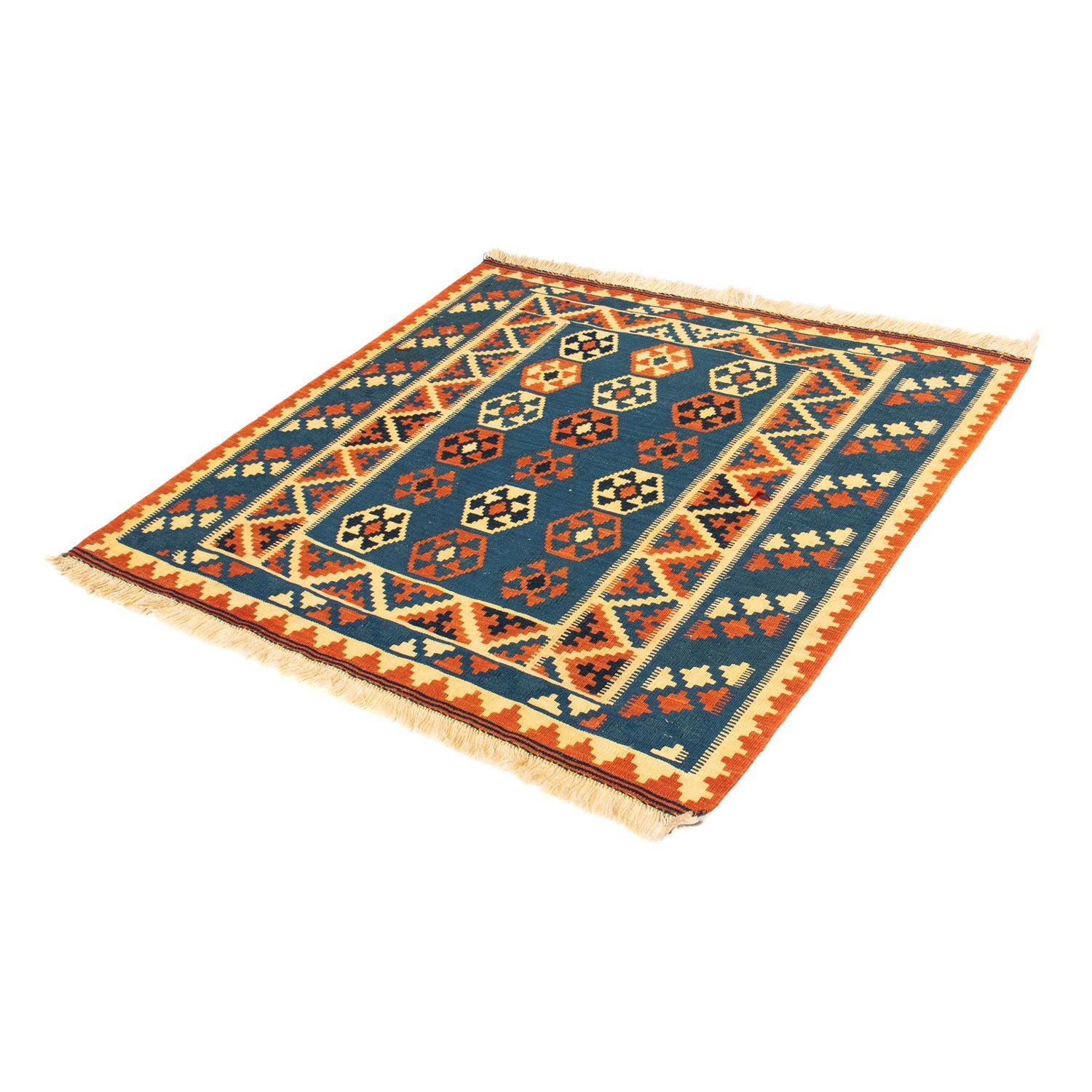 Alfombra Kelim - Oriental cuadrado  - 105 x 103 cm - azul oscuro