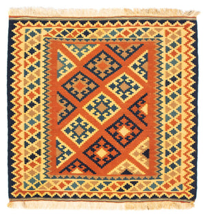 Alfombra Kelim - Oriental cuadrado  - 103 x 100 cm - óxido