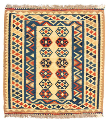 Alfombra Kelim - Oriental cuadrado  - 103 x 100 cm - beige
