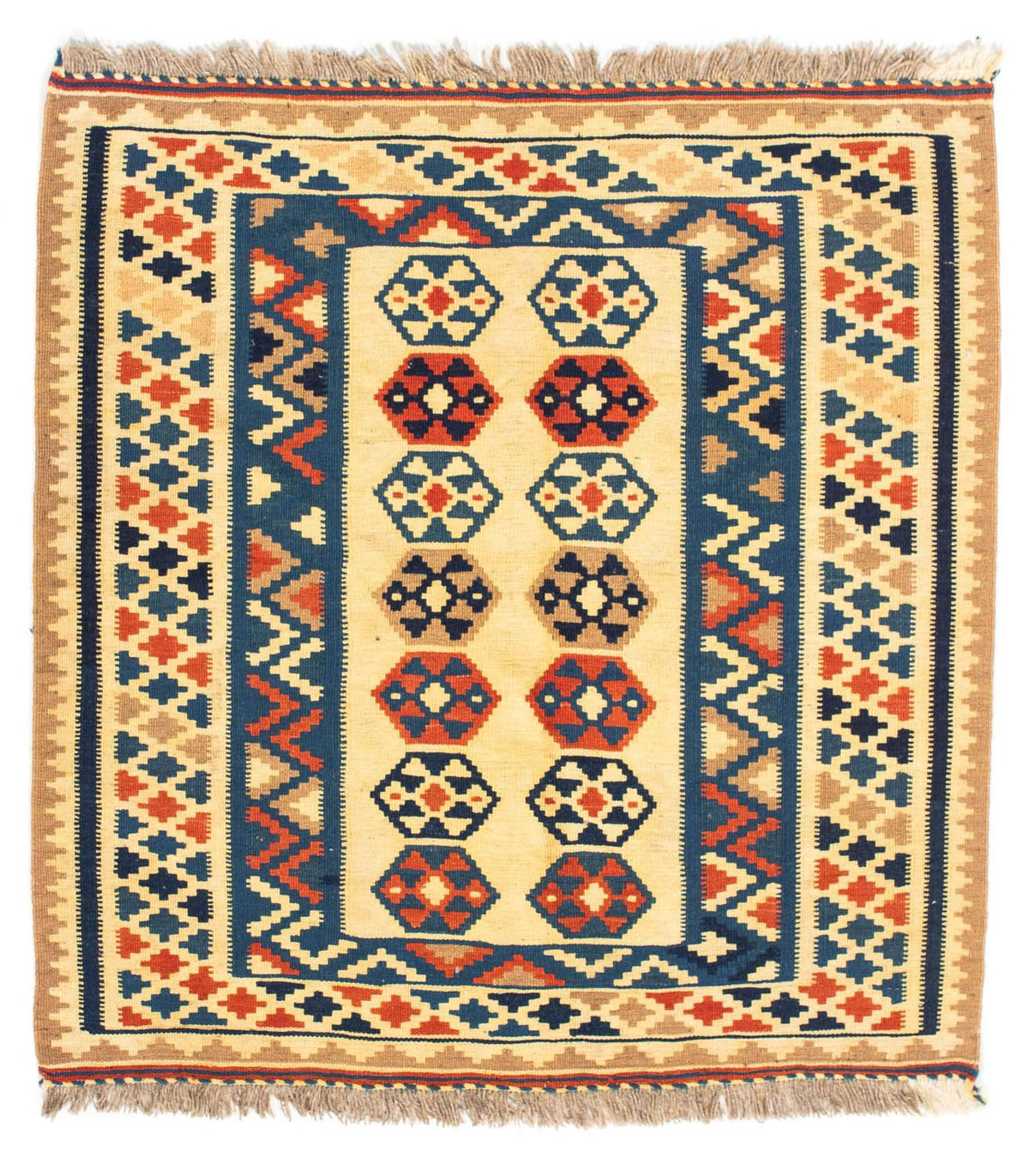 Alfombra Kelim - Oriental cuadrado  - 103 x 100 cm - beige