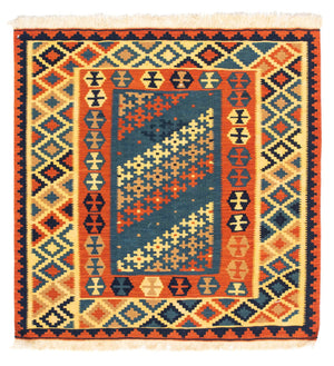 Alfombra Kelim - Oriental cuadrado  - 105 x 100 cm - multicolor