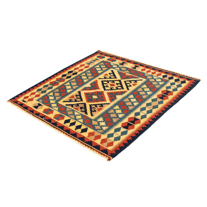 Alfombra Kelim - Oriental cuadrado  - 100 x 100 cm - azul