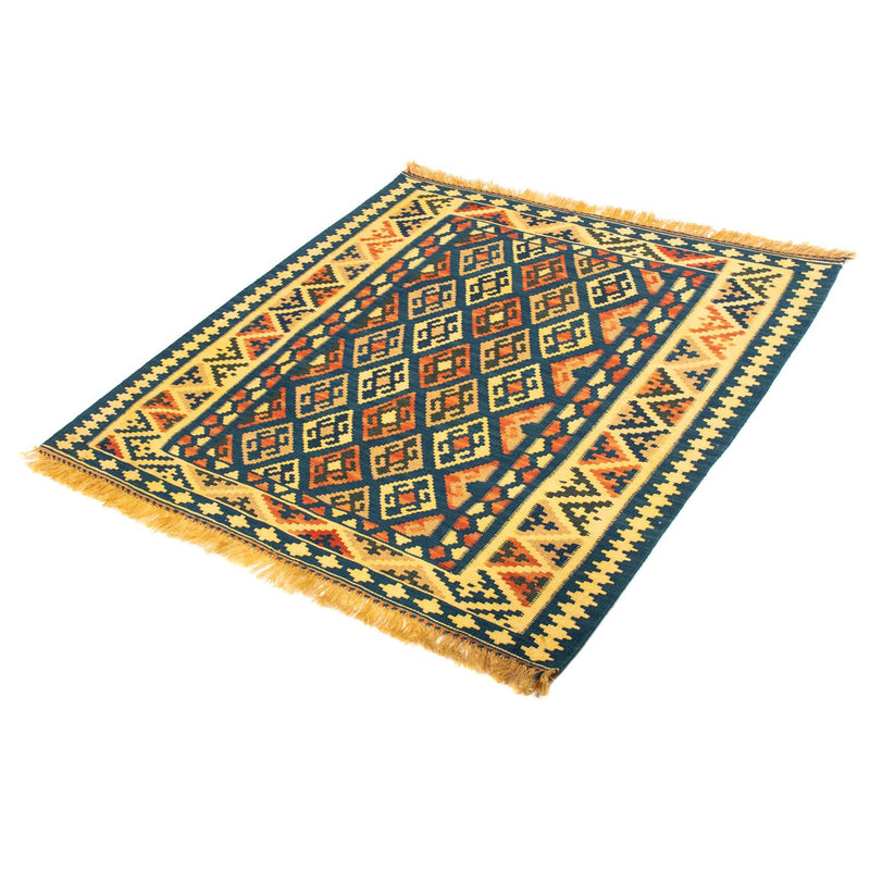 Alfombra Kelim - Oriental cuadrado  - 107 x 100 cm - azul oscuro