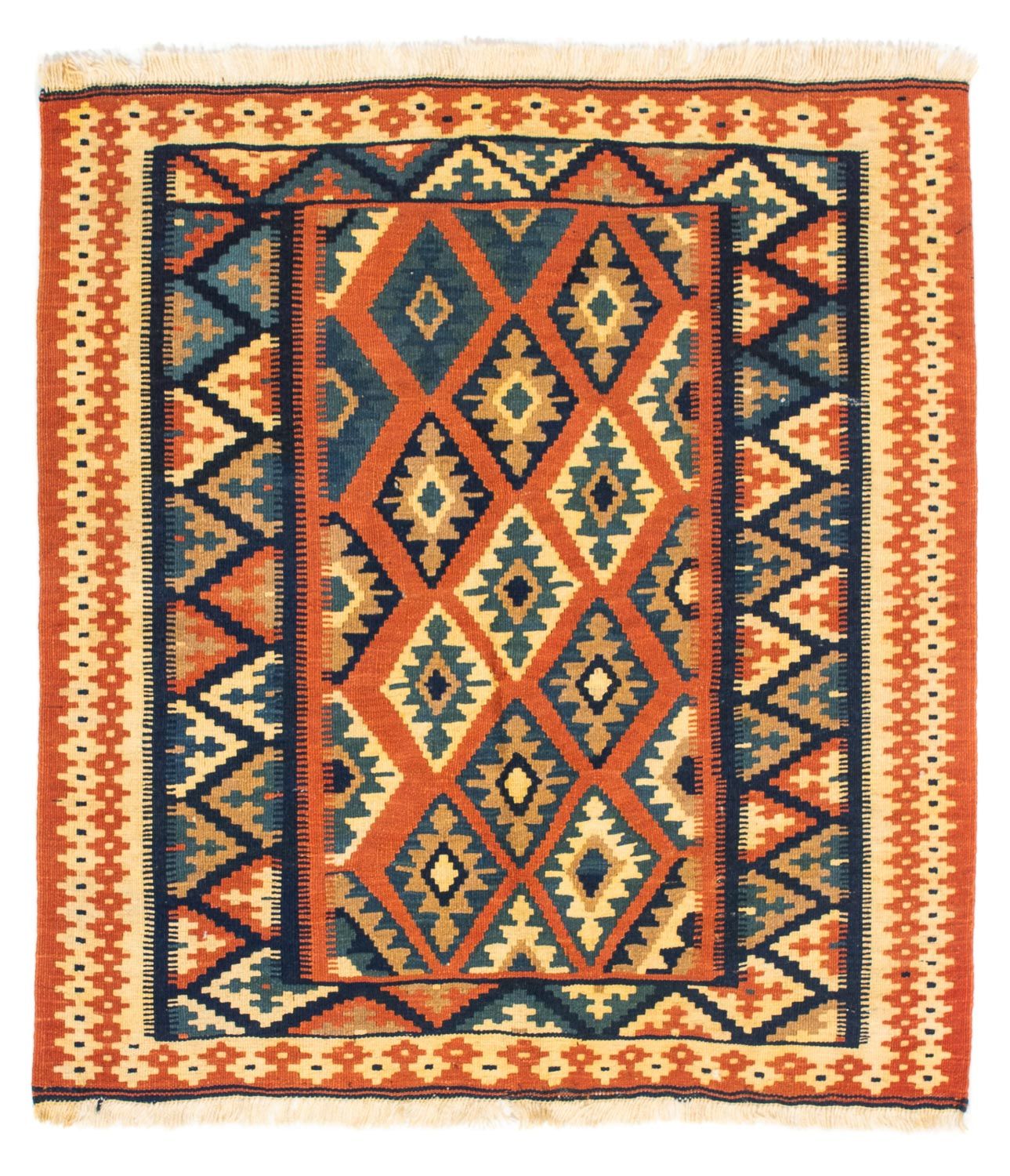 Alfombra Kelim - Oriental cuadrado  - 107 x 100 cm - óxido