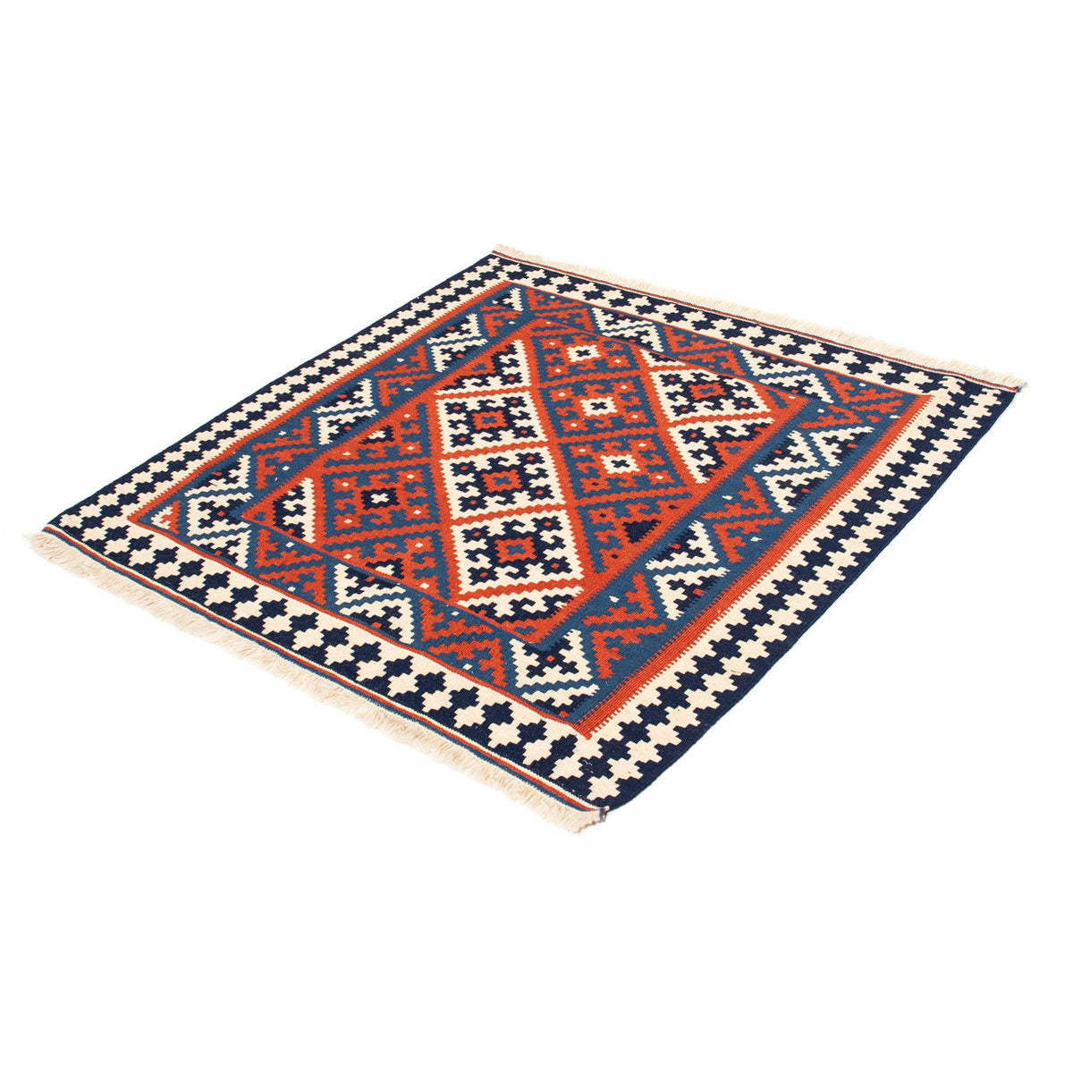 Alfombra Kelim - Oriental cuadrado  - 103 x 101 cm - rojo oscuro