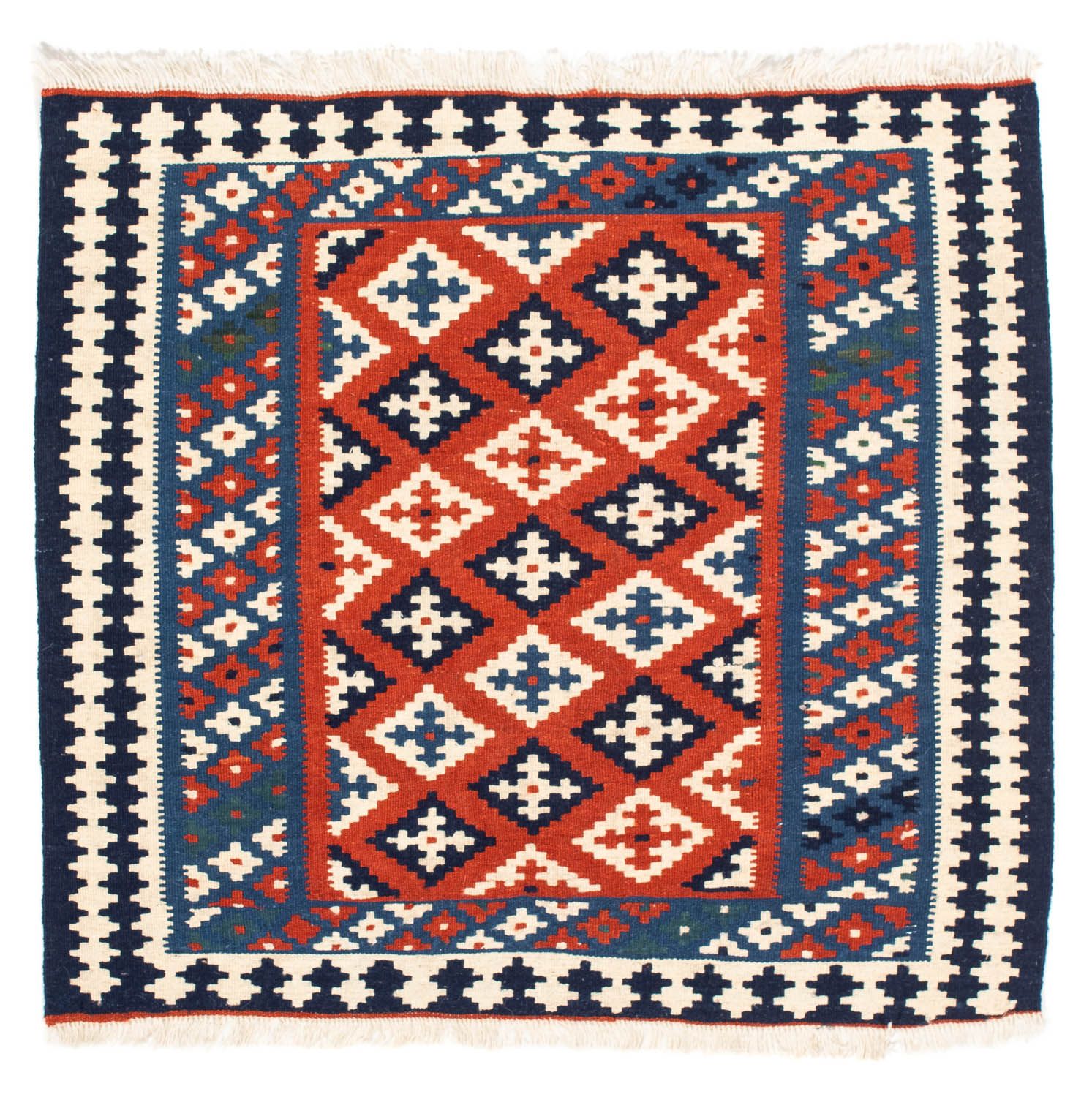 Alfombra Kelim - Oriental cuadrado  - 103 x 100 cm - azul oscuro