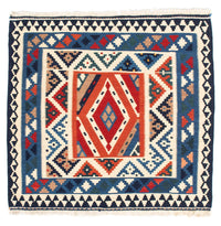 Alfombra Kelim - Oriental cuadrado  - 103 x 102 cm - azul claro