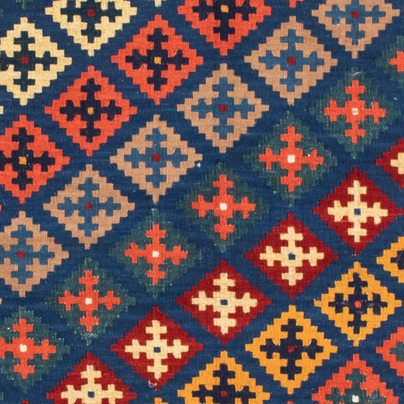 Alfombra Kelim - Oriental cuadrado  - 108 x 100 cm - azul oscuro