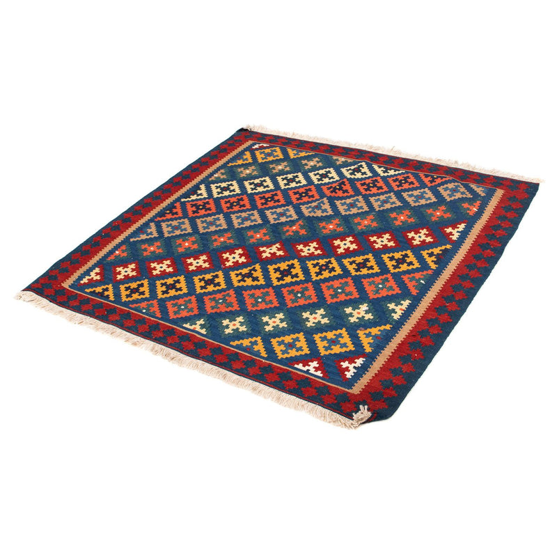 Alfombra Kelim - Oriental cuadrado  - 108 x 100 cm - azul oscuro