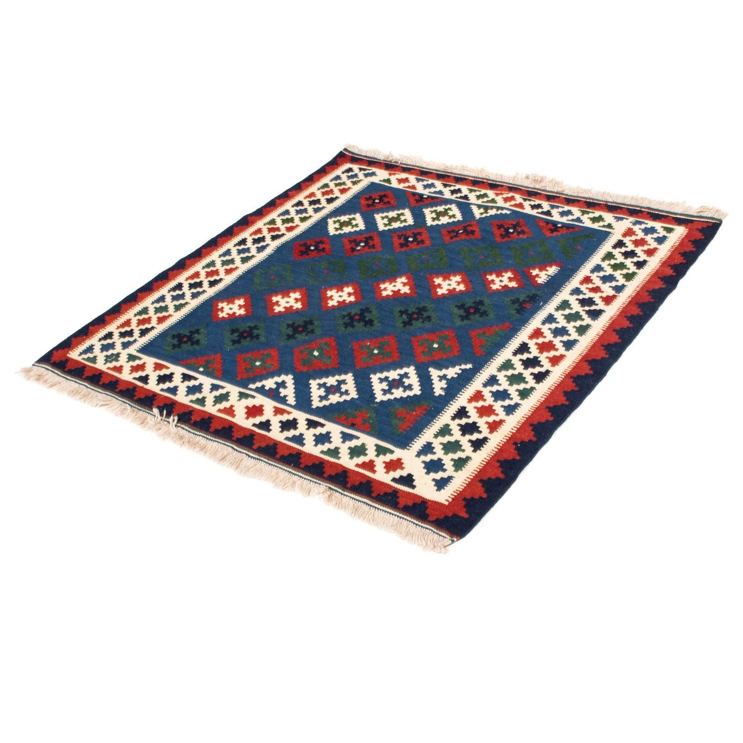 Alfombra Kelim - Oriental cuadrado  - 100 x 100 cm - azul oscuro