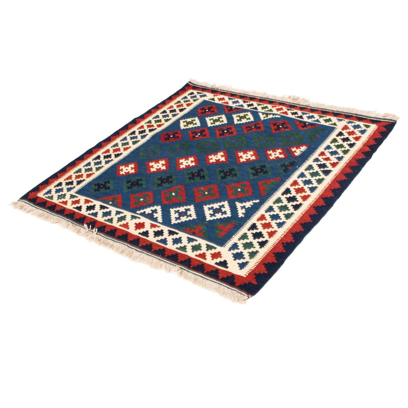 Alfombra Kelim - Oriental cuadrado  - 100 x 100 cm - azul oscuro