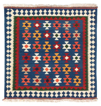 Alfombra Kelim - Oriental cuadrado  - 104 x 100 cm - azul oscuro
