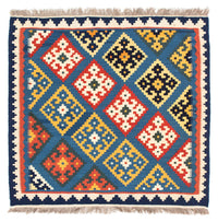 Alfombra Kelim - Oriental cuadrado  - 103 x 93 cm - azul claro