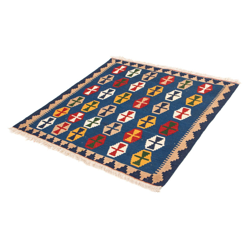 Alfombra Kelim - Oriental cuadrado  - 96 x 96 cm - azul oscuro