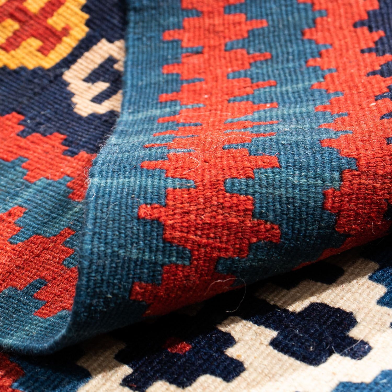 Alfombra Kelim - Oriental cuadrado  - 104 x 103 cm - azul oscuro