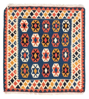 Alfombra Kelim - Oriental cuadrado  - 103 x 100 cm - azul oscuro