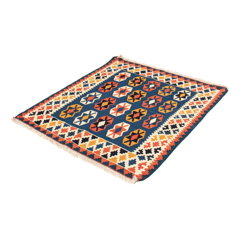 Alfombra Kelim - Oriental cuadrado  - 103 x 100 cm - azul oscuro