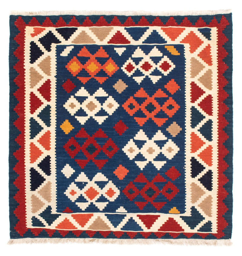 Alfombra Kelim - Oriental cuadrado  - 103 x 100 cm - azul oscuro