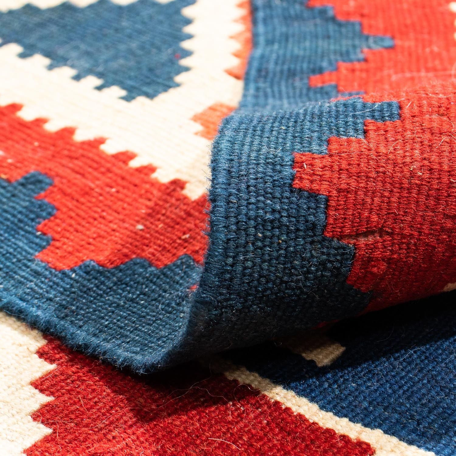 Alfombra Kelim - Oriental cuadrado  - 103 x 100 cm - azul oscuro