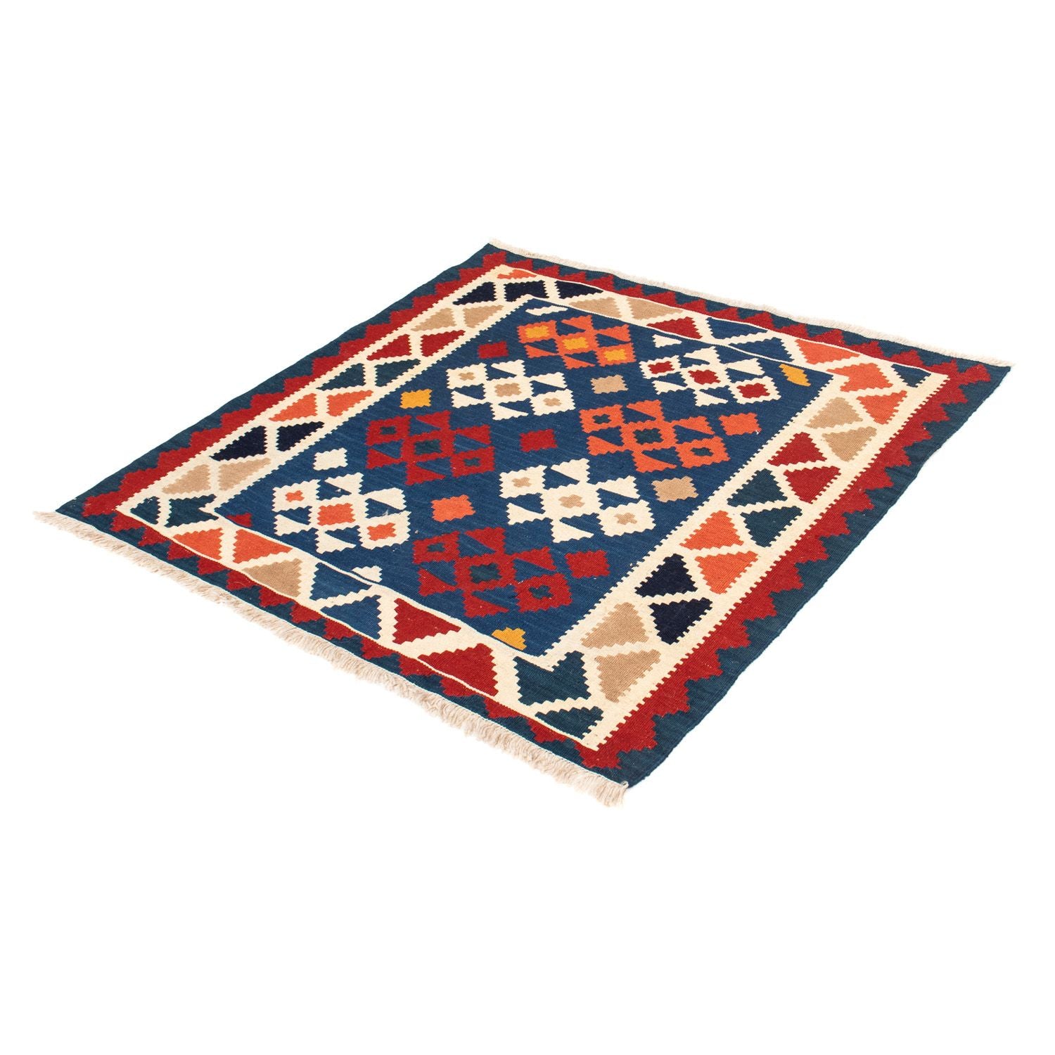 Alfombra Kelim - Oriental cuadrado  - 103 x 100 cm - azul oscuro