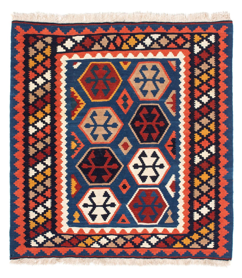 Alfombra Kelim - Oriental cuadrado  - 102 x 100 cm - azul